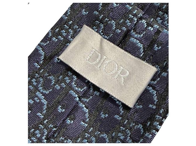 Cravatta Obliqua da Uomo Christian Dior Nero Blu navy Blu chiaro - vista 10