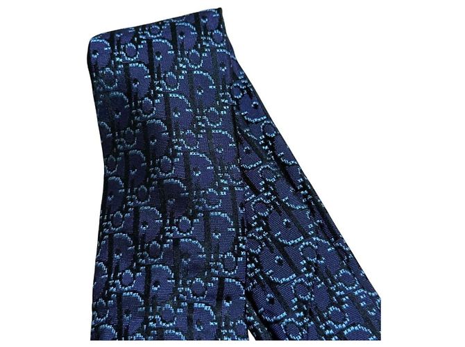 Cravatta Obliqua da Uomo Christian Dior Nero Blu navy Blu chiaro - vista 2