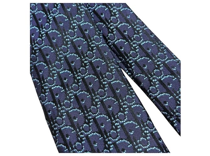 Cravatta Obliqua da Uomo Christian Dior Nero Blu navy Blu chiaro - vista 3