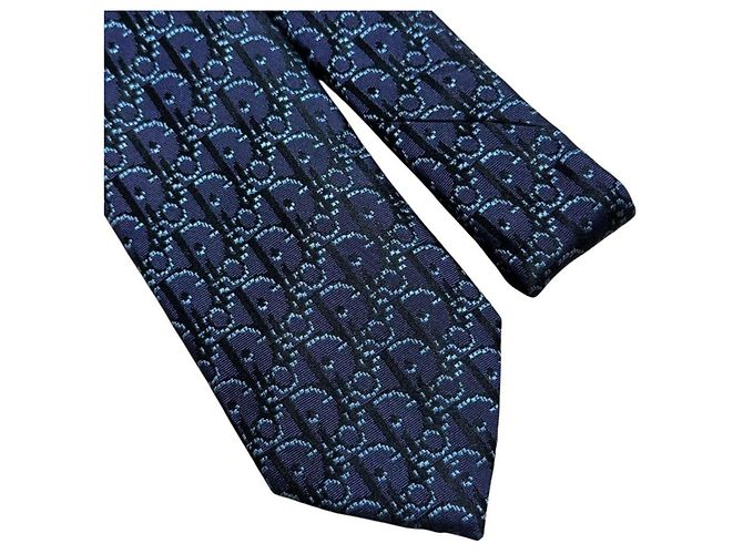 Cravatta Obliqua da Uomo Christian Dior Nero Blu navy Blu chiaro - vista 4