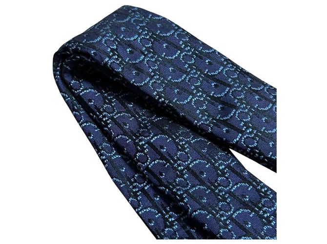 Cravatta Obliqua da Uomo Christian Dior Nero Blu navy Blu chiaro - vista 5