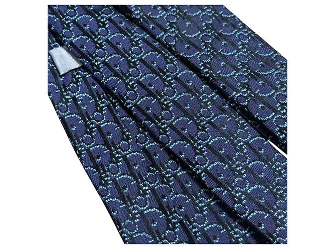 Cravatta Obliqua da Uomo Christian Dior Nero Blu navy Blu chiaro - vista 6