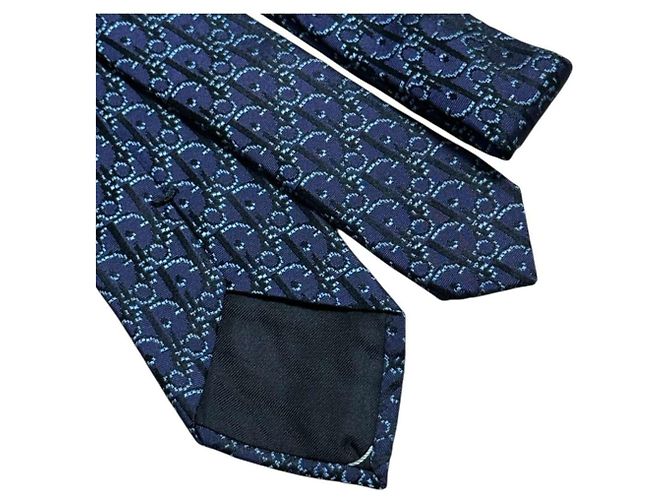 Cravatta Obliqua da Uomo Christian Dior Nero Blu navy Blu chiaro - vista 7