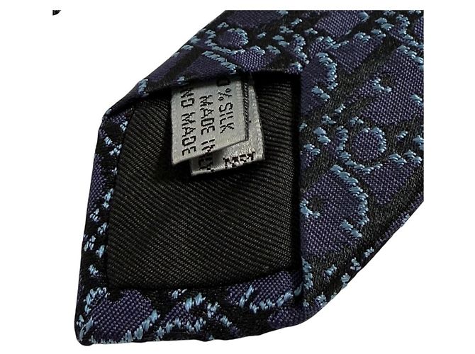 Cravatta Obliqua da Uomo Christian Dior Nero Blu navy Blu chiaro - vista 9