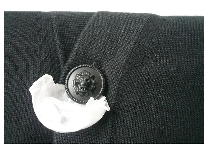 CHANEL Schwarze Weste Neue Löwenknöpfe XXL Wollmischung - Ansicht 2
