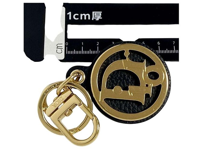 Portachiavi in pelle nera e dorata obliqua per uomo Christian Dior Nero D'oro - vista 10
