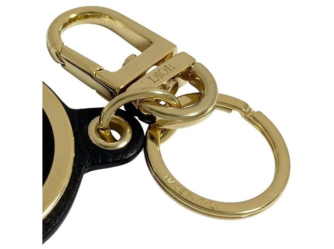 Portachiavi in pelle nera e dorata obliqua per uomo Christian Dior Nero D'oro - vista 2