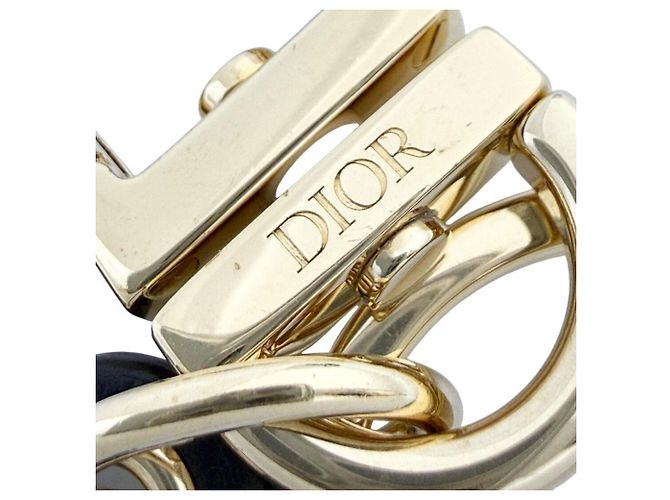 Portachiavi in pelle nera e dorata obliqua per uomo Christian Dior Nero D'oro - vista 8