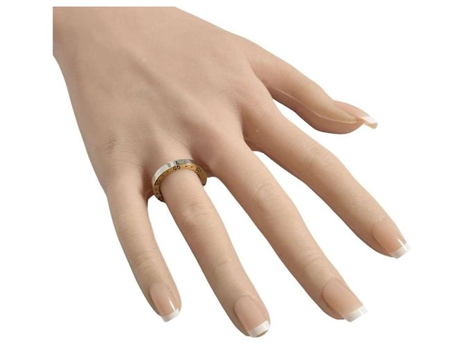 Anello Icon Band Gucci in acciaio e oro giallo - vista 10