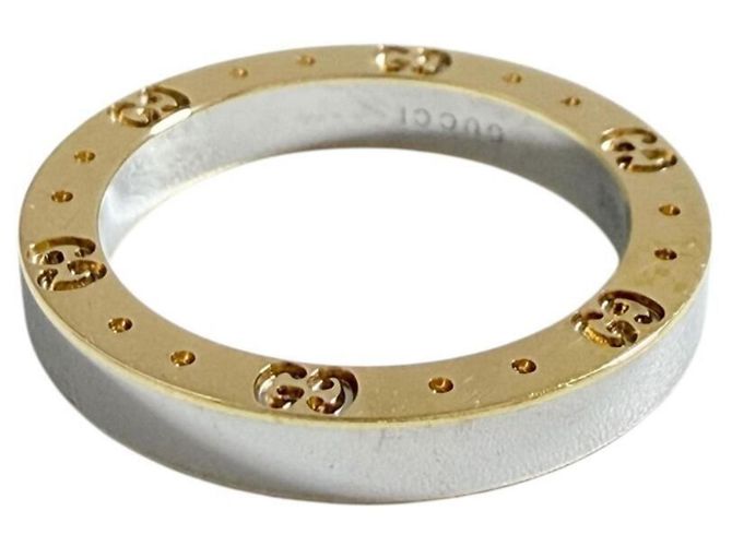 Anello Icon Band Gucci in acciaio e oro giallo - vista 2