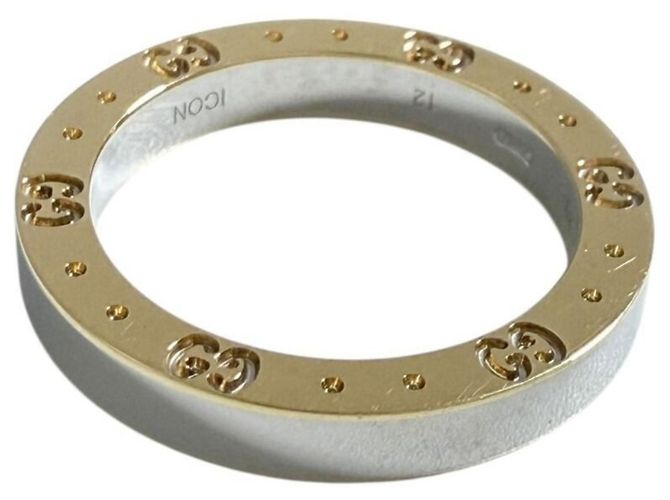 Anello Icon Band Gucci in acciaio e oro giallo - vista 3