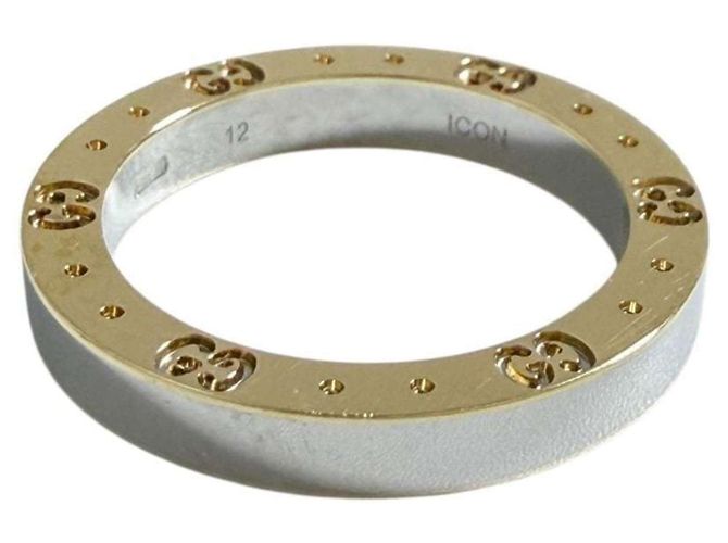 Anello Icon Band Gucci in acciaio e oro giallo - vista 4