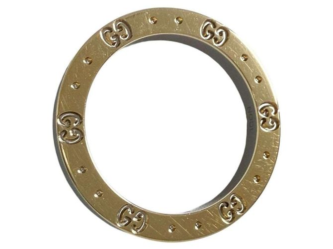 Anello Icon Band Gucci in acciaio e oro giallo - vista 5