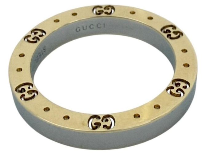 Anello Icon Band Gucci in acciaio e oro giallo - vista 6