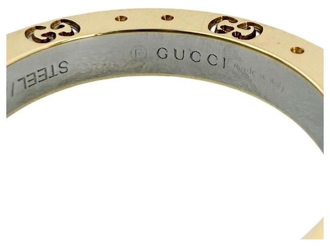 Anello Icon Band Gucci in acciaio e oro giallo - vista 7