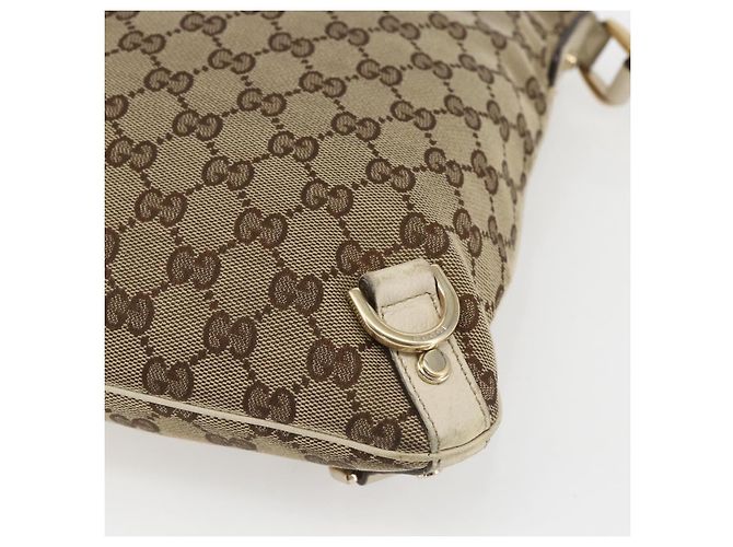Borsa a Spalla GG Canvas Gucci Beige Oro 131326 Auth 168097 D'oro - vista 10