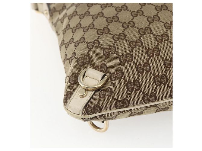 Borsa a Spalla GG Canvas Gucci Beige Oro 131326 Auth 168097 D'oro - vista 11