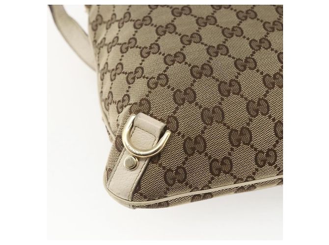 Borsa a Spalla GG Canvas Gucci Beige Oro 131326 Auth 168097 D'oro - vista 13