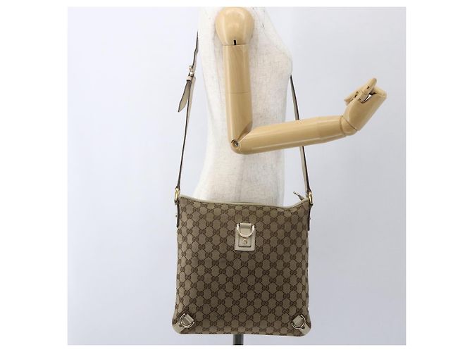 Borsa a Spalla GG Canvas Gucci Beige Oro 131326 Auth 168097 D'oro - vista 23