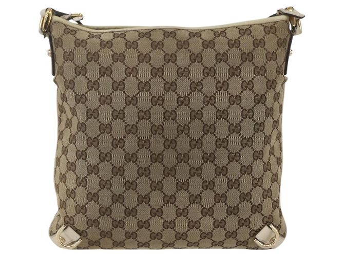Borsa a Spalla GG Canvas Gucci Beige Oro 131326 Auth 168097 D'oro - vista 3