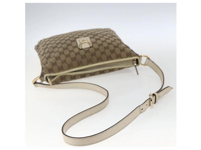 Borsa a Spalla GG Canvas Gucci Beige Oro 131326 Auth 168097 D'oro - vista 7