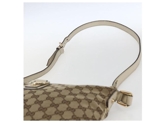 Borsa a Spalla GG Canvas Gucci Beige Oro 131326 Auth 168097 D'oro - vista 8
