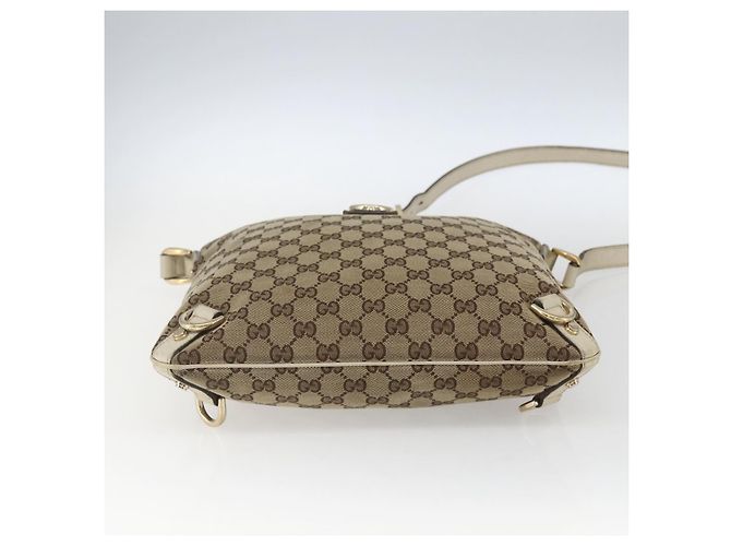 Borsa a Spalla GG Canvas Gucci Beige Oro 131326 Auth 168097 D'oro - vista 9