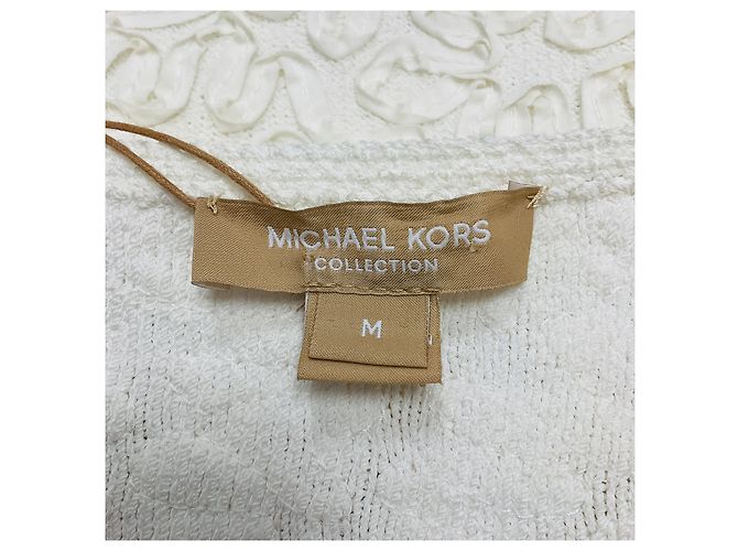 Weißes Soutache Stretch Viskose-Top aus der Michael Kors Kollektion mit handgehäkeltem Besatz Beige - Ansicht 3