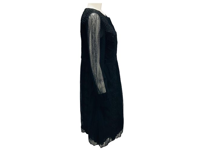 Valentino Garavani Schwarzes besticktes Spitzen-Cocktailkleid von Valentino - Ansicht 2