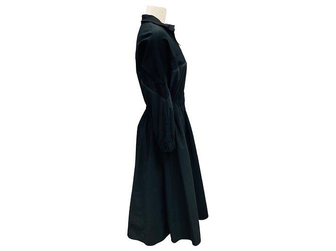 Cappotto nero svasato di lunghezza media con zip completa Moncler - vista 2