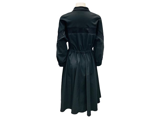 Cappotto nero svasato di lunghezza media con zip completa Moncler - vista 3