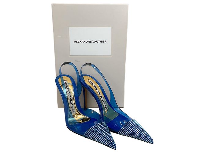 Décolleté Raquel in PVC blu cobalto di Alexandre Vauthier con decorazioni in cristallo - vista 6