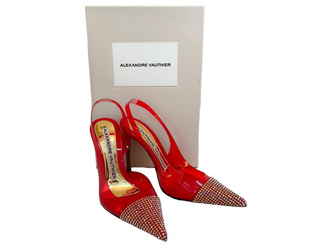 Pumps Slingback Raquel in PVC rosso Alexandre Vauthier con decorazioni in cristallo - vista 6