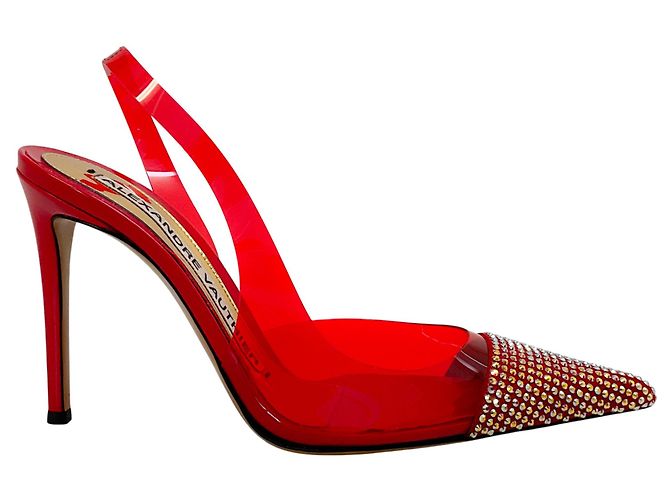 Sapatilhas Slingback Raquel em PVC vermelho Alexandre Vauthier com detalhes em cristal - vista 2