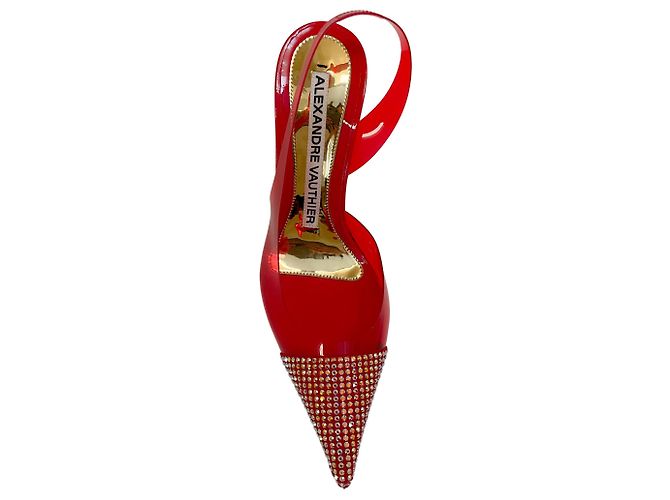 Sapatilhas Slingback Raquel em PVC vermelho Alexandre Vauthier com detalhes em cristal - vista 4