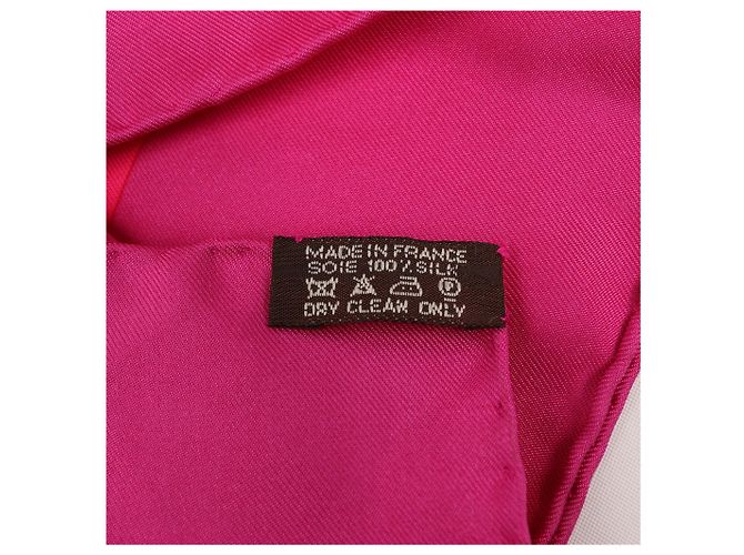Pañuelo de seda Hermès Carré 90 "Din tini ya Zue An" en rosa - vista 12