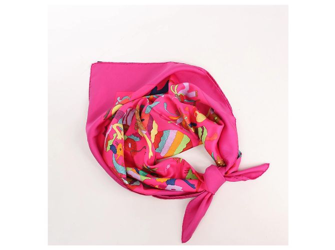 Pañuelo de seda Hermès Carré 90 "Din tini ya Zue An" en rosa - vista 16