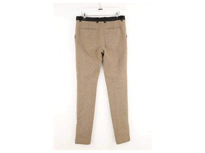 Céline Calça slim de lã marrom - vista 3