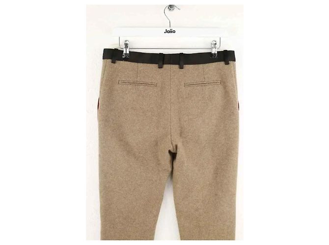 Céline Calça slim de lã marrom - vista 4