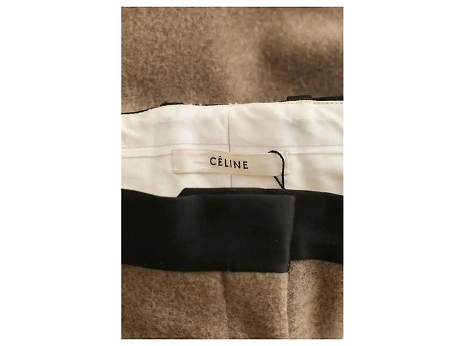 Céline Calça slim de lã marrom - vista 5