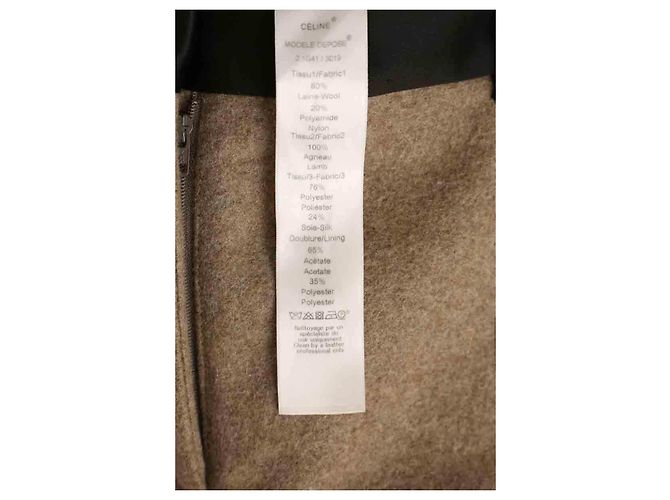 Céline Calça slim de lã marrom - vista 6