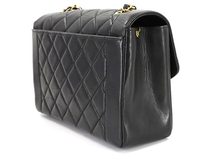 Borsa a spalla Chanel Diana Matelassé in agnello nero - vista 4