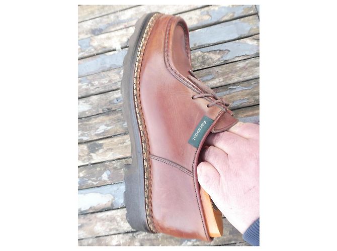 Scarpe Derby Paraboot Michael Vecchia Fabbricazione 41 Liscio Marrone Chiaro - vista 10