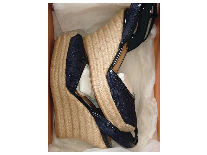 Zeppe Louis Vuitton in pelle blu navy - vista 6