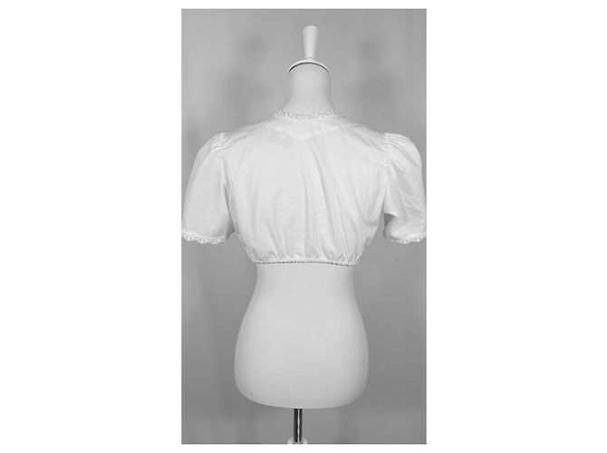 Autre Marque Camicetta corta bianca con scollo quadrato Bianco - vista 4