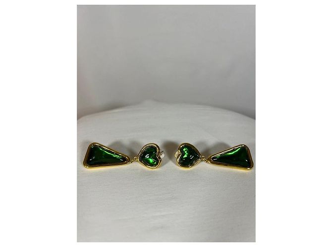 Autre Marque Orecchini placcati in oro e verdi Multicolore Verde - vista 2