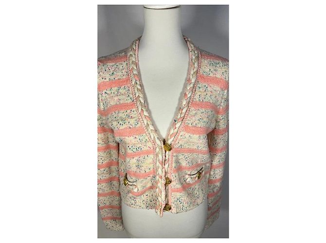 J.Crew Set Cardigan e Mini-shorts a righe rosa tinto nello spazio Bianco - vista 2