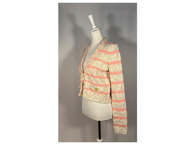 J.Crew Set Cardigan e Mini-shorts a righe rosa tinto nello spazio Bianco - vista 3