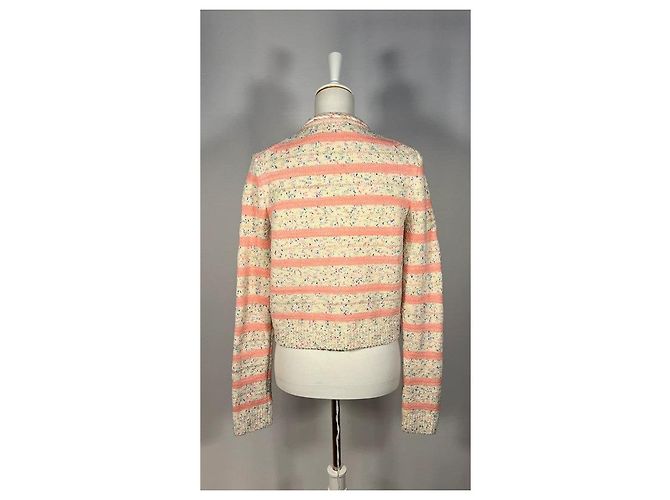J.Crew Set Cardigan e Mini-shorts a righe rosa tinto nello spazio Bianco - vista 4