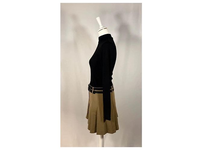 Mango Abito maglia nero e gonna kaki Cachi - vista 2